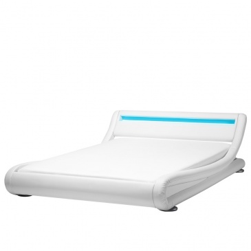Łóżko wodne LED ekoskóra 180 x 200 cm białe AVIGNON