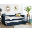 Łóżko wysuwane tapicerowane 90 x 200 cm niebieskie LIBOURNE