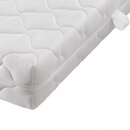 Łóżko z materacem, beżowe, tkanina, 180 x 200 cm
