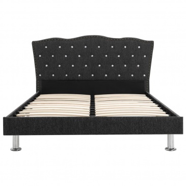 Łóżko z materacem, ciemnoszare, tkanina, 140 x 200 cm