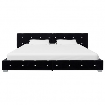 Łóżko z materacem, czarne, aksamit, 160 x 200 cm
