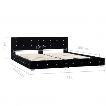 Łóżko z materacem, czarne, aksamit, 180 x 200 cm