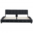 Łóżko z materacem, czarne, sztuczna skóra, 160 x 200 cm