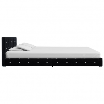 Łóżko z materacem memory, czarne, aksamit, 140 x 200 cm