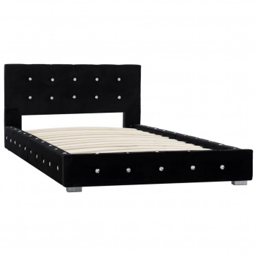Łóżko z materacem memory, czarne, aksamit, 90 x 200 cm