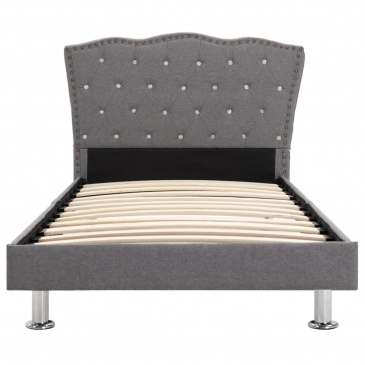 Łóżko z materacem memory, jasnoszare, tkanina, 90x200 cm