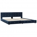 Łóżko z materacem memory, niebieskie, aksamit, 160 x 200 cm