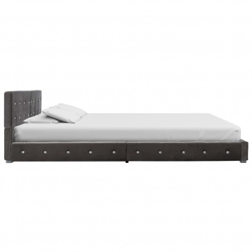 Łóżko z materacem memory, szare, aksamit, 180 x 200 cm