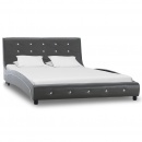 Łóżko z materacem memory, szare, sztuczna skóra, 120 x 200 cm