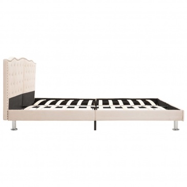 Łóżko z materacem memory, tkanina, beżowe, 160x200 cm
