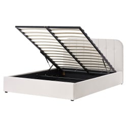 Łóżko z pojemnikiem  CHALLANS 160 x 200 cm Złamana biel