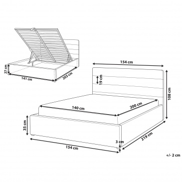 Łóżko z pojemnikiem welurowe 140 x 200 cm jasnoszare LANDES