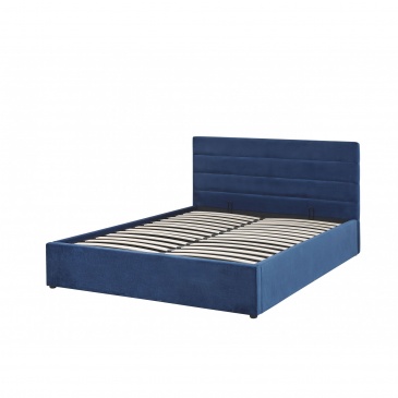Łóżko z pojemnikiem welurowe 160 x 200 cm ciemnoniebieskie LANDES