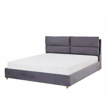 Łóżko z pojemnikiem welurowe 180 x 200 cm szare BATILLY
