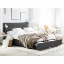Łóżko z szufladami tapicerowane 180 x 200 cm ciemnoszare LA ROCHELLE