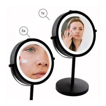 Lusterko do makijażu stojące z podświetleniem led czarne - yoka