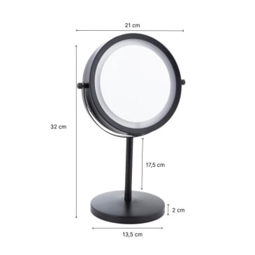 Lusterko do makijażu stojące z podświetleniem led czarne - yoka
