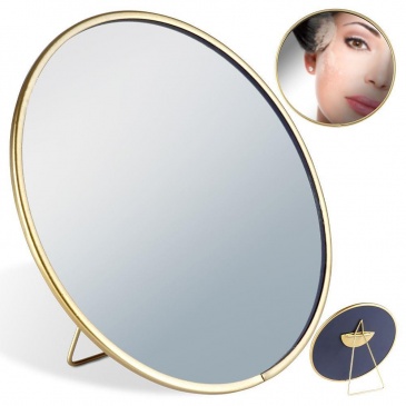 Lusterko lustro kosmetyczne do makijażu stojące metalowe złote 15 cm