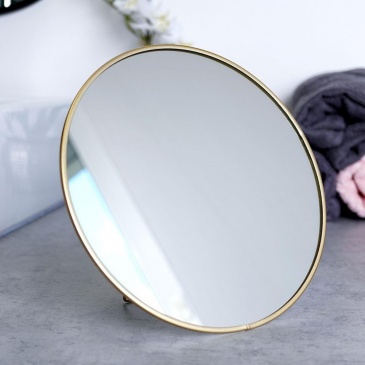 Lusterko lustro kosmetyczne do makijażu stojące metalowe złote 20 cm