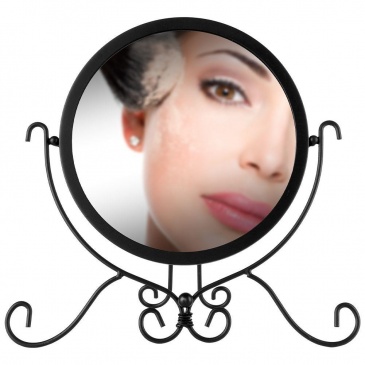 Lusterko lustro kosmetyczne do makijażu stojące metalowe czarne 28x26 cm