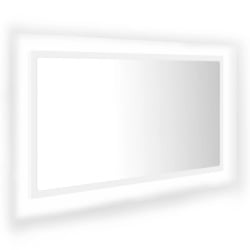 Lustro łazienkowe z led, białe, 80x8,5x37 cm, płyta wiórowa
