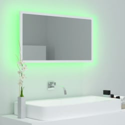 Lustro łazienkowe z led, białe, 80x8,5x37 cm, płyta wiórowa