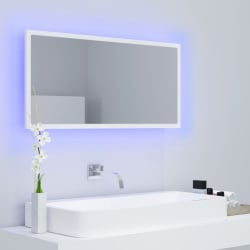 Lustro łazienkowe z led, białe, 90 x 8,5 x 37 cm, płyta wiórowa