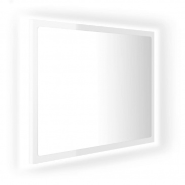 Lustro łazienkowe z led, białe na wysoki połysk, 60x8,5x37 cm