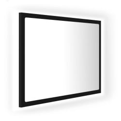 Lustro łazienkowe z led, czarne, 60x8,5x37 cm, płyta wiórowa