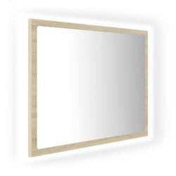 Lustro łazienkowe z led, kolor dąb sonoma, 60x8,5x37 cm, płyta