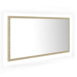Lustro łazienkowe z led, kolor dąb sonoma, 90x8,5x37 cm, płyta