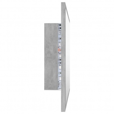 Lustro łazienkowe z led, szarość betonu, 60x8,5x37 cm, płyta