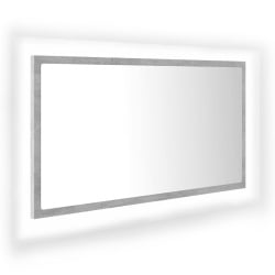 Lustro łazienkowe z led, szarość betonu, 80x8,5x37 cm, płyta