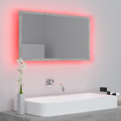 Lustro łazienkowe z led, szarość betonu, 80x8,5x37 cm, płyta