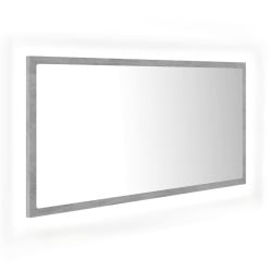 Lustro łazienkowe z led, szarość betonu, 90x8,5x37 cm, płyta