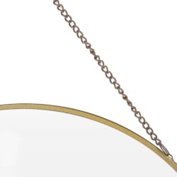 Lustro na łańcuszku, złote, w złotej metalowej ramie, okrągłe, 29 cm