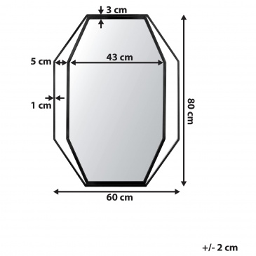 Lustro ścienne 80 x 60 cm czarne NIRE
