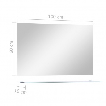Lustro ścienne z półką 100x60 cm hartowane szkło
