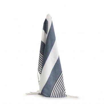 mały ręcznik plażowy Hamam ECO, 50 x 70 cm, bawełna organiczna, niebieski