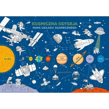 Mapa układu słonecznego "kosmiczna odyseja" kolorowanka edukacyjna