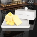 Maselniczka z pokrywką ceramiczna biała / pojemnik na masło serduszka