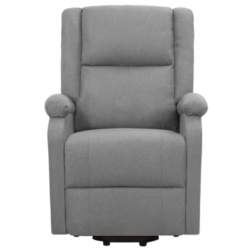 Masujący fotel podnoszony, rozkładany, jasnoszary, tkanina