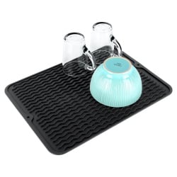 Mata do suszenia naczyń silikonowa czarna 40x30 cm Mata do suszenia naczyń silikonowa czarna 40x30 cm