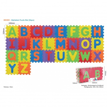 Mata sensoryczna z 26 puzzli alfabet dla dzieci 10m+ wyjmowane litery + pianka eva + różne faktury