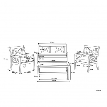 Meble ogrodowe białe - ogród - stół z 2 krzesłami i ławką - Passero