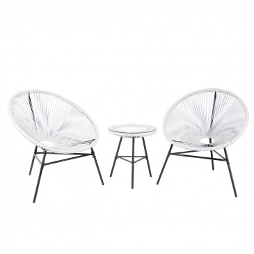 Meble rattanowe stół z 2 krzesłami białe Aprile