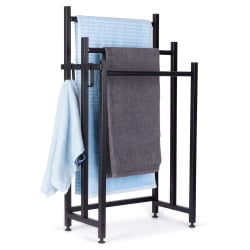 Metalowy wieszak łazienkowy na ręczniki czarny mat stojący – Vilde