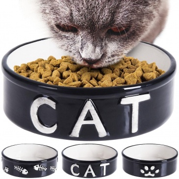 Miska ceramiczna dla kota, na karmę, wodę, 18 cm 850 ml