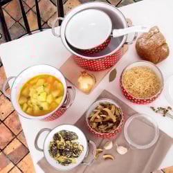 Miska emaliowana z pokrywką tecka 600 ml