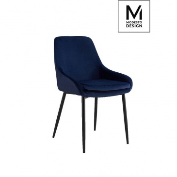 MODESTO krzesło CLOVER ciemny niebieski - welur, metal